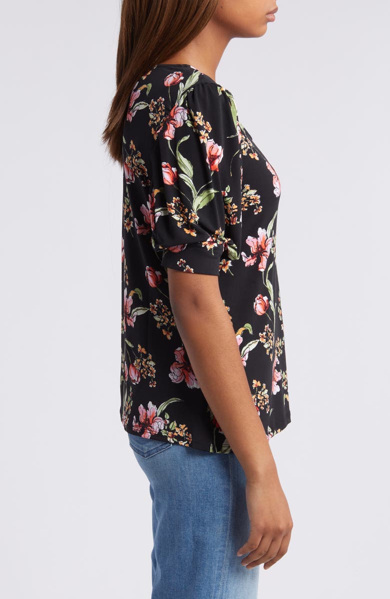 CeCe Floral Print Puff Sleeve Top, Alternate, color, 