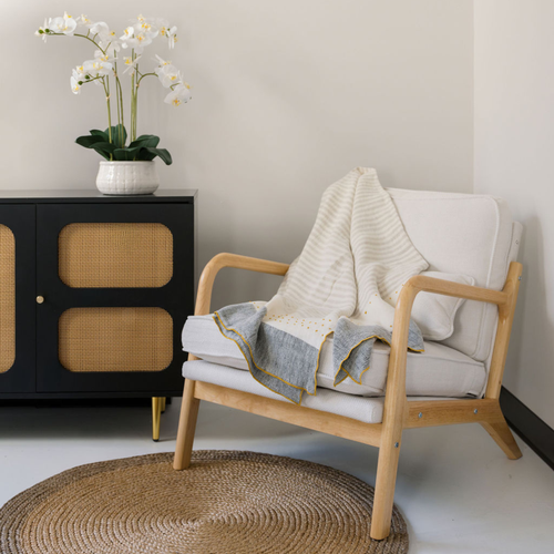 Cg Hunter Artificial 4-stem Phalaenopsis White Orchid In White