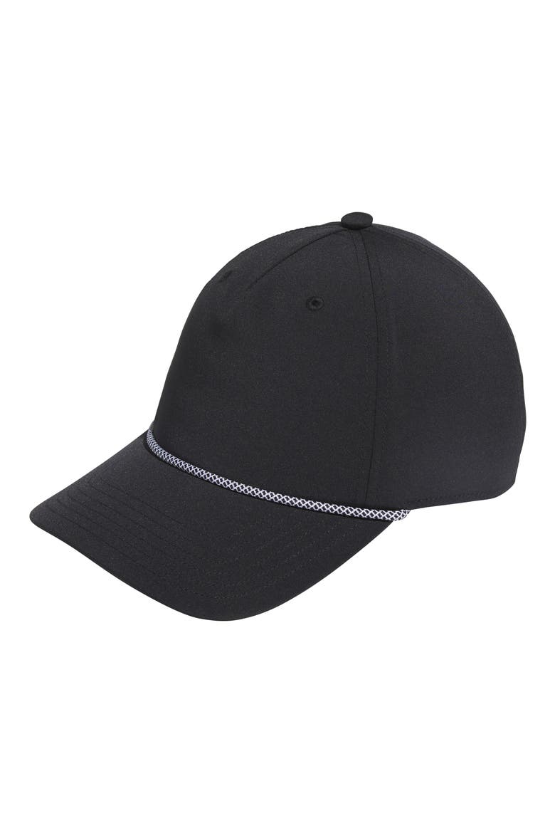 Rope Trim Golf Snapback Hat, Main, color, BLACK
