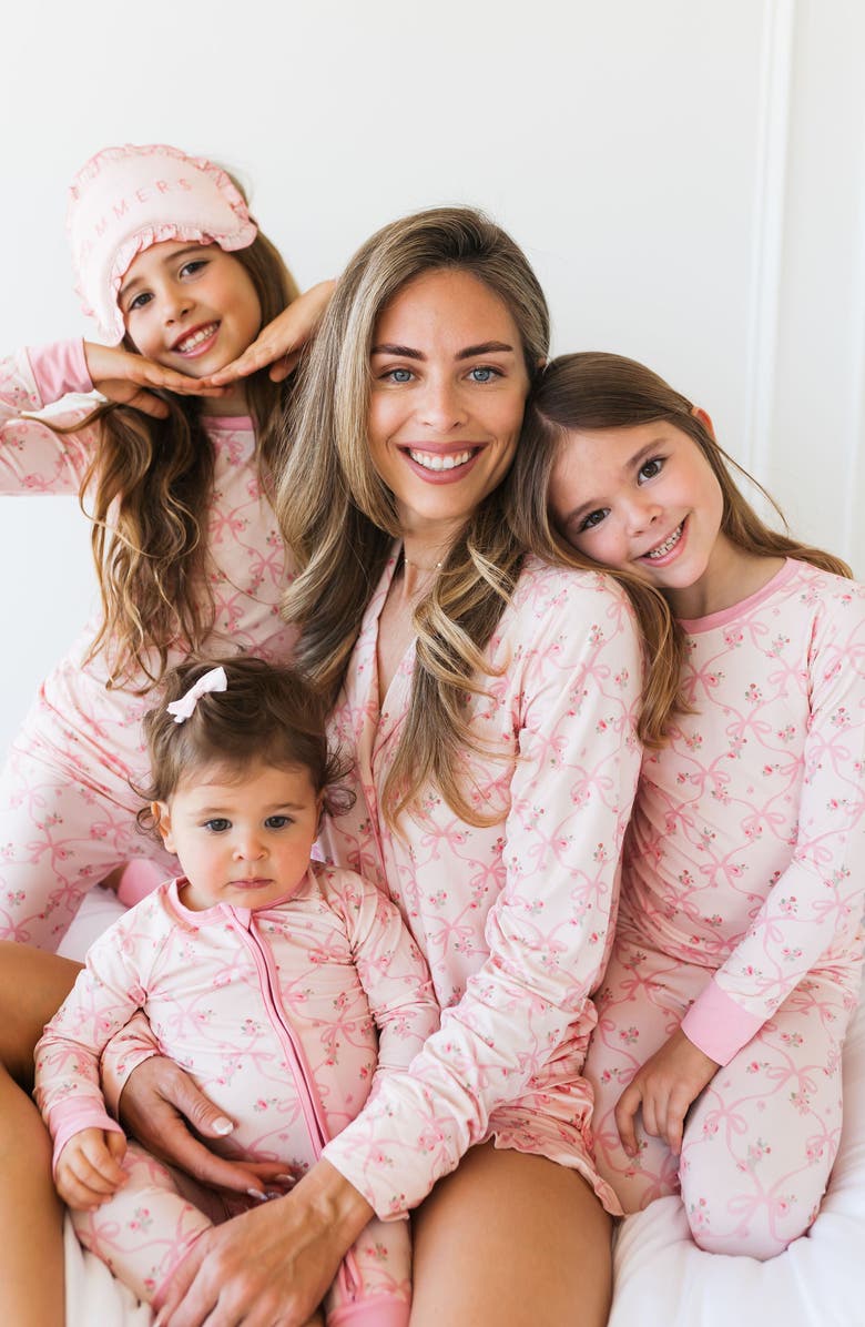 In My Jammers Rosie Bow Long Sleeve Short Set Sleepwear, Alternate, color, Blush Pink