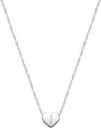 Tiny Blessings Sterling Silver Mini Sliding Heart & Engraved Initial 12-14" Necklace