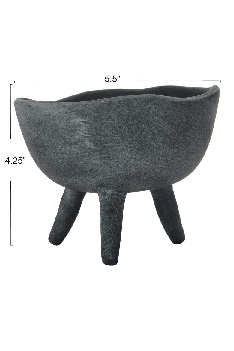 Boho Terracotta Footed Bowl, Slate Grey, Alternate, color, Black