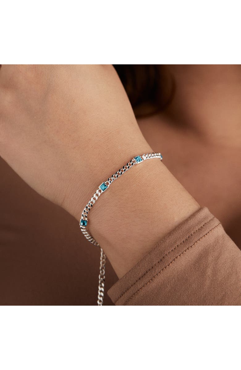 Alex and Ani March Birthstone Aquamarine Curb Chain Bracelet, Alternate, color, Silver