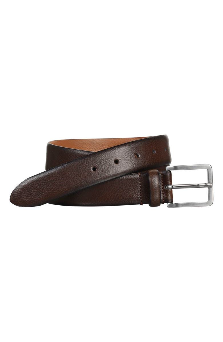 Johnston & Murphy Leather Belt, Alternate, color, Brown Italian Grain Leather