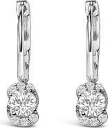 Haus of Brilliance Sterling Silver 5/8 Cttw Lab Grown Diamond Oval Cluster Drop Earrings