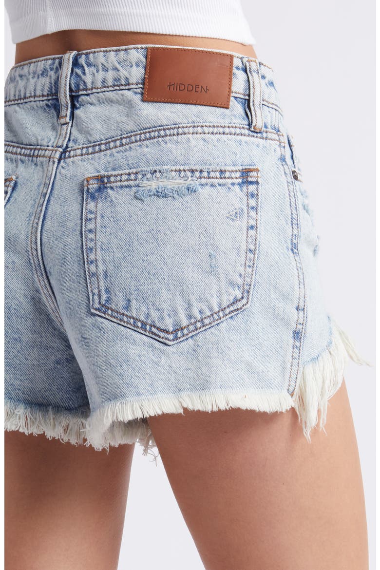 Heavy Frayed High Waist Nonstretch Cutoff Mom Shorts, Alternate, color, LIGHT WASH
