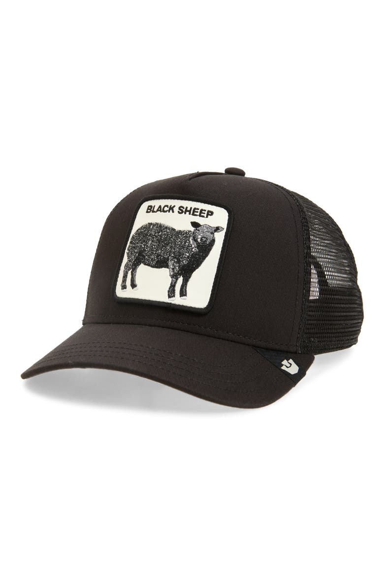 The Black Sheep Patch Trucker Hat, Main, color, BLACK