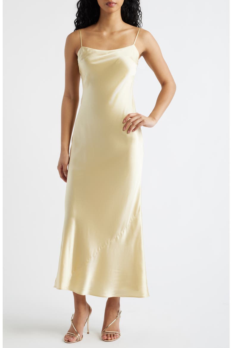 reformation luxe silk dress Reformation Daniela Silk Halter Maxi Dress