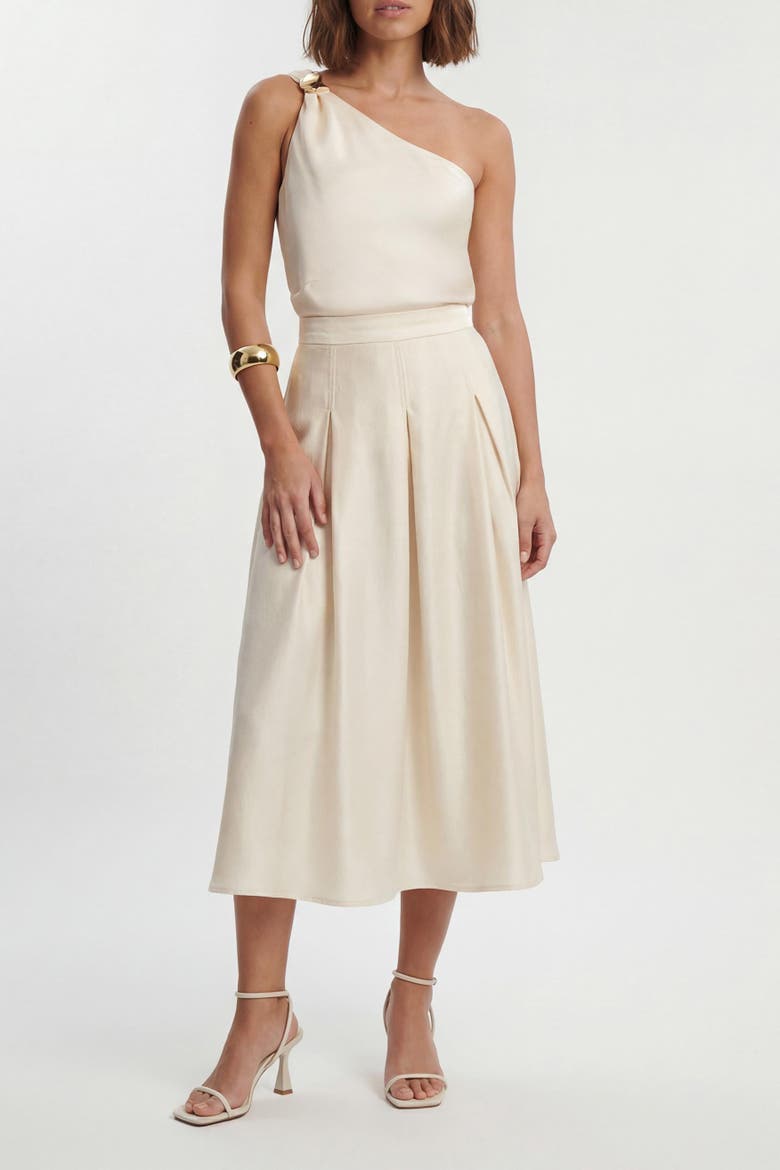 Satin One Shoulder Top, Alternate, color, Buttermilk