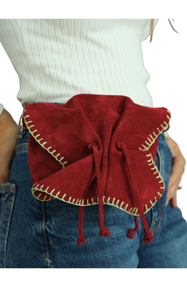 Carlos Falchi Mini Butterfly Suede Leather Bag, Alternate, color, Malbec