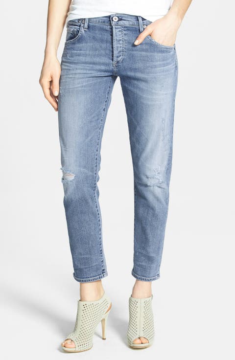 'Premium Vintage - Emerson' Slim Boyfriend Crop Jeans (Crosby)