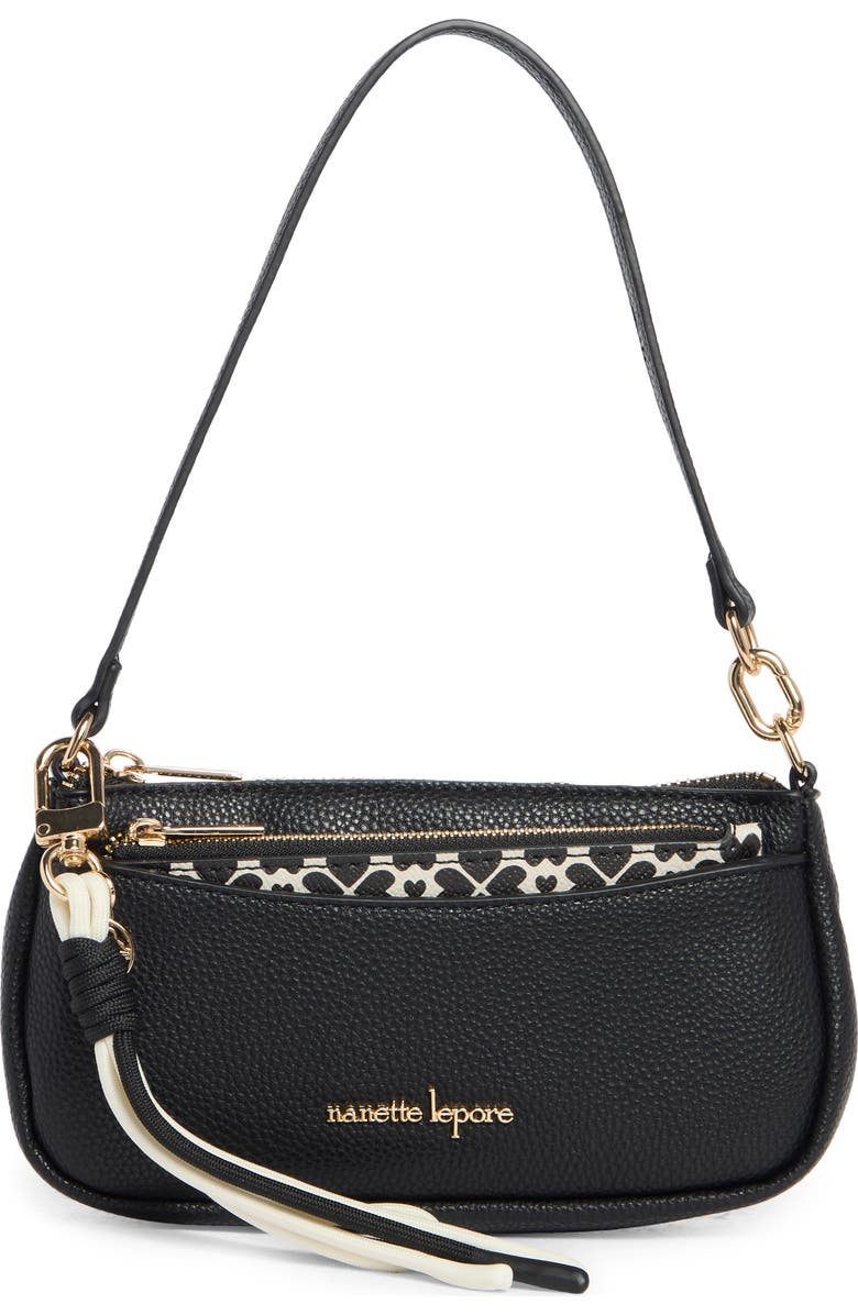 Nanette Lepore Margeaux Faux Leather Clutch, Main, color, Black - Heart Geo Black