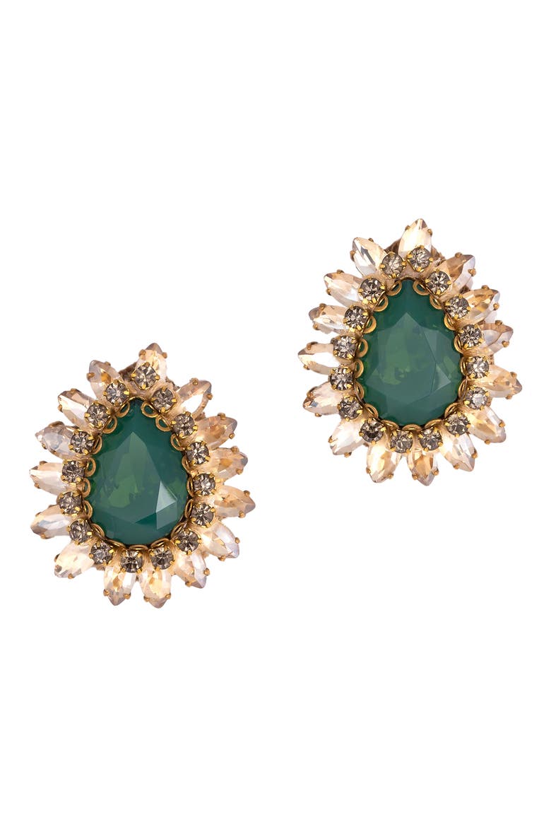 Leesha Crystal Stud Earrings, Main, color, GREEN