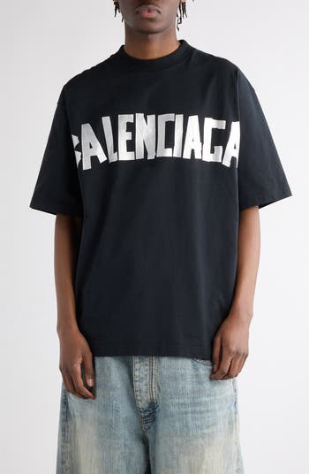 Distressed Tape Logo Cotton T-Shirt