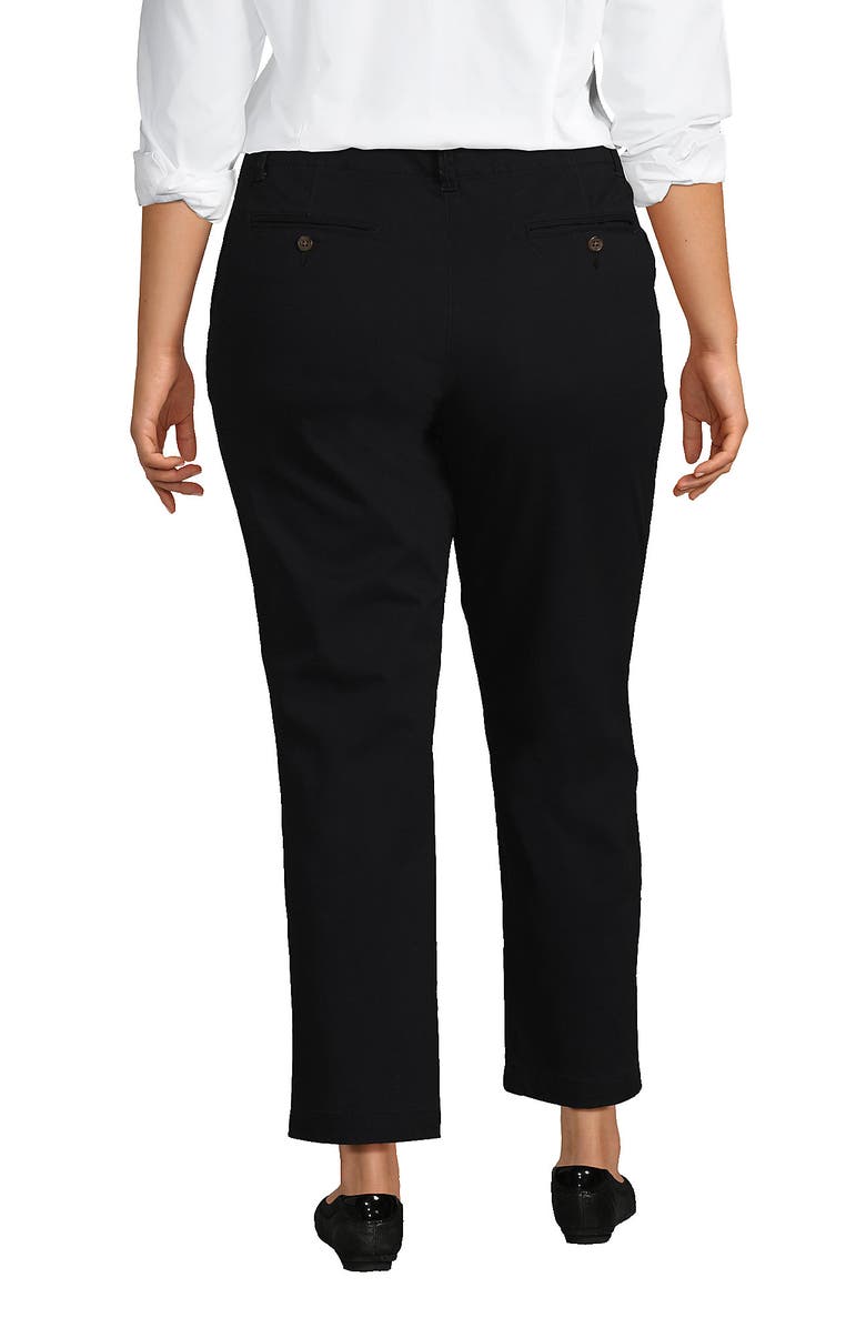 Lands' End Plus Size Mid Rise Classic Straight Leg Chino Ankle Pants, Alternate, color, Black