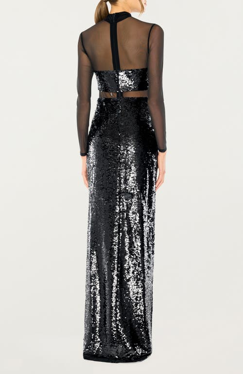 Likely Andie Mock Neck Sequin Gown In Black