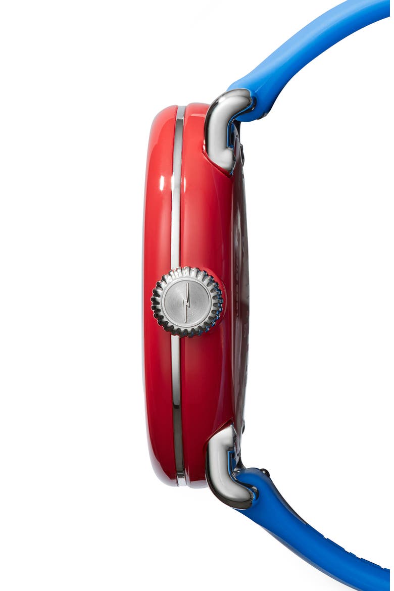 Detrola "The I Voted" Silicone Strap Watch, 43mm, Alternate, color, BLUE/ RED/ SILVER