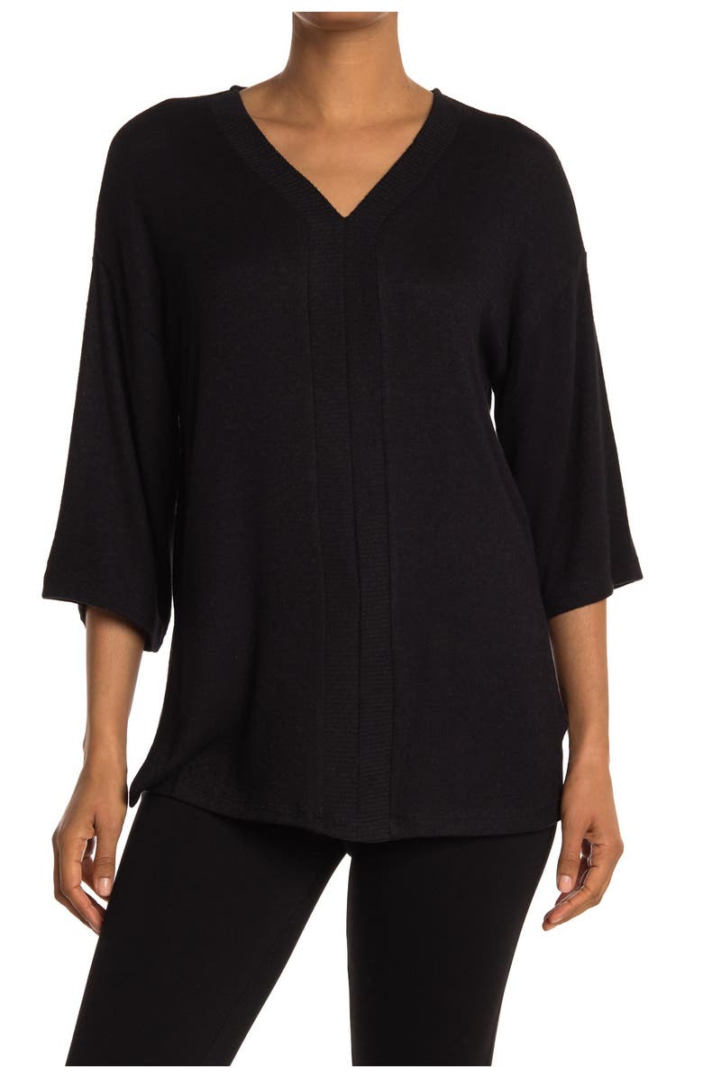 Bobeau Brushed Knit 3/4 Sleeve Poncho Sweater, Main, color,