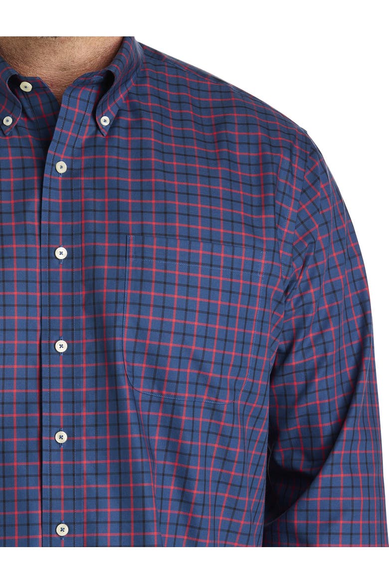 Big & Tall Non-Iron Windowpane Sport Shirt, Alternate, color, BLUE RED