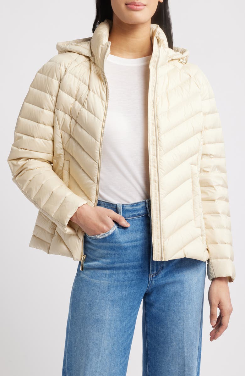 Michael Kors Packable 650 Fill Power Down Jacket with Removable Hood, Alternate, color, 