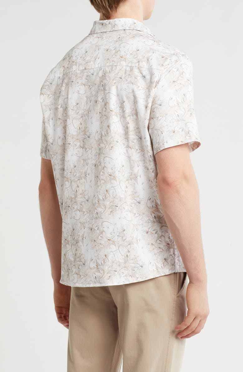 WESTZEROONE Emilio Short Sleeve Stretch Button-Up Shirt, Alternate, color, White/ Coral