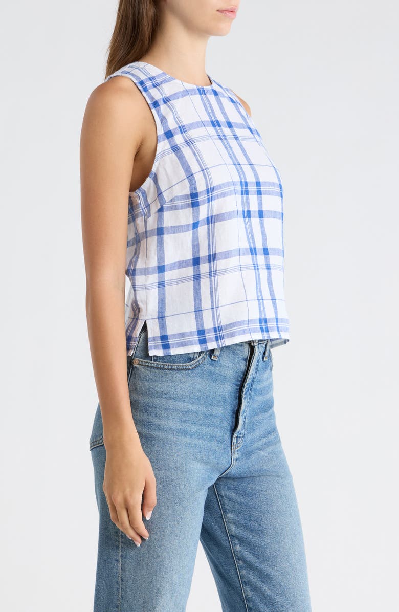 Madewell Tie-Back Linen Shell Top, Alternate, color, Oversized Blue White Plaid