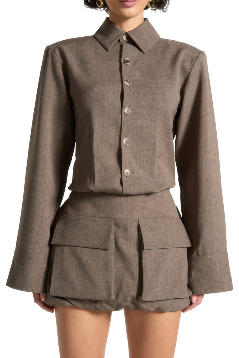 Laure Cargo Shirt Mini Dress, Alternate, color, Dark Taupe