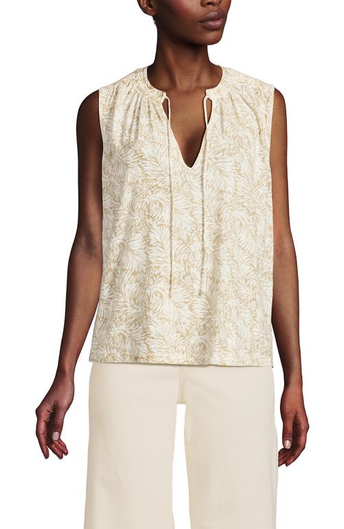 LANDS' END LANDS' END LINEN BLEND NOTCH NECK SWING TANK TOP