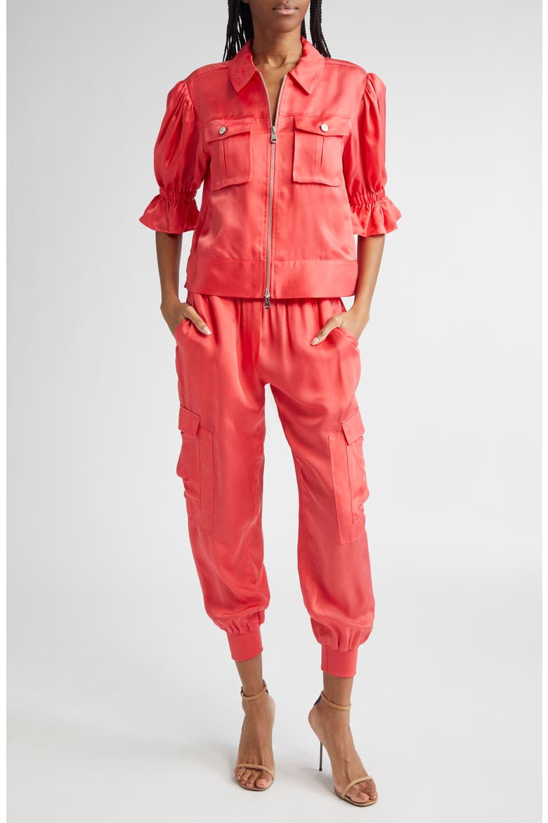 Holly Ruffle Sleeve Jacket, Alternate, color, CHERRY LEMON