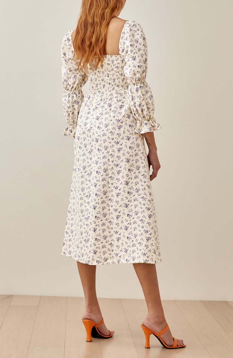 Reformation Hyland Smocked Puff Sleeve Dress, Alternate, color,