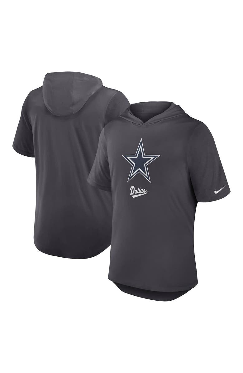 Nike Men's Nike Anthracite Dallas Cowboys Tri-Blend Performance Hoodie T-Shirt, Alternate, color, Anthracite