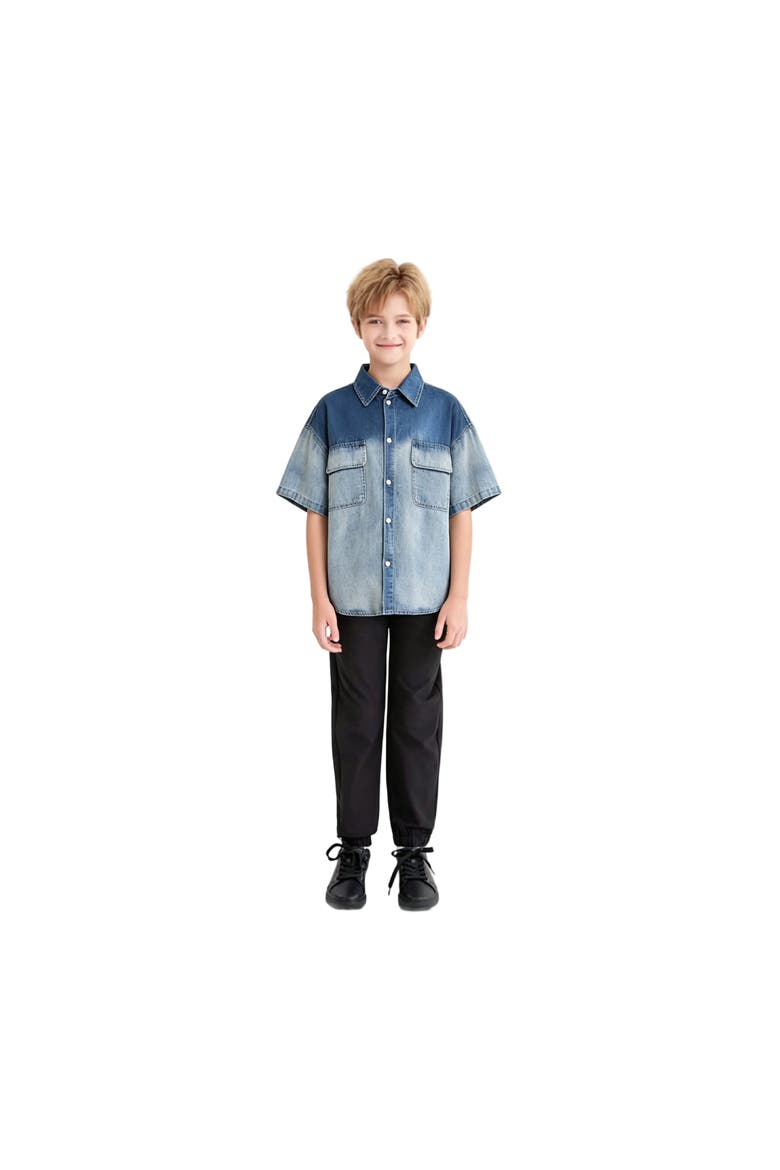 Gradient Denim Shirt, Alternate, color, Blue