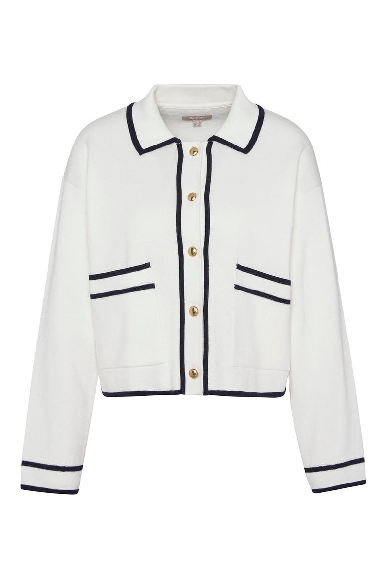 Jasmine Contrast Detail Cotton Cardigan, Alternate, color, CLOUD