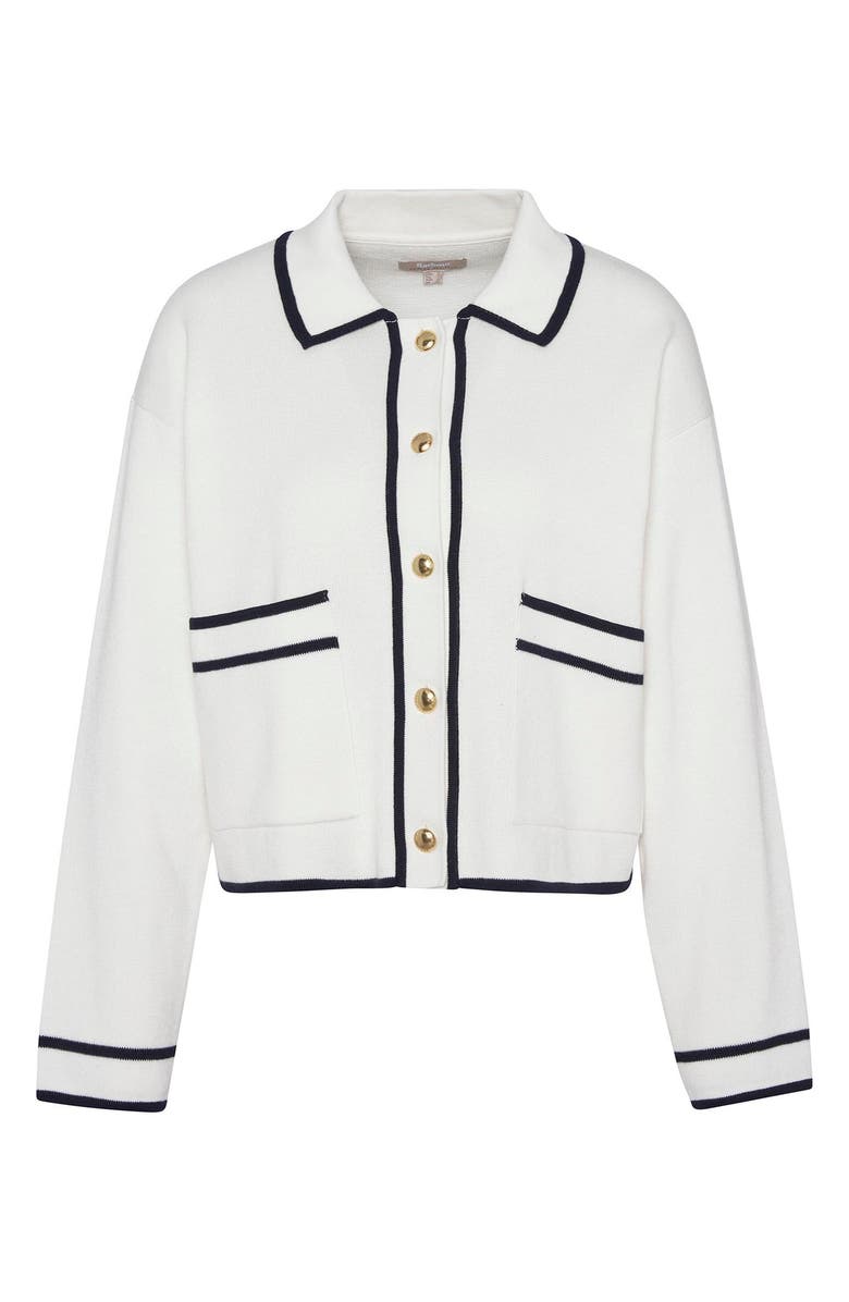 Barbour Jasmine Contrast Detail Cotton Cardigan, Alternate, color, Cloud