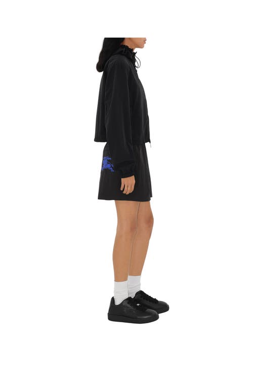 Burberry Cropped Nylon Hooded Jacket In Black