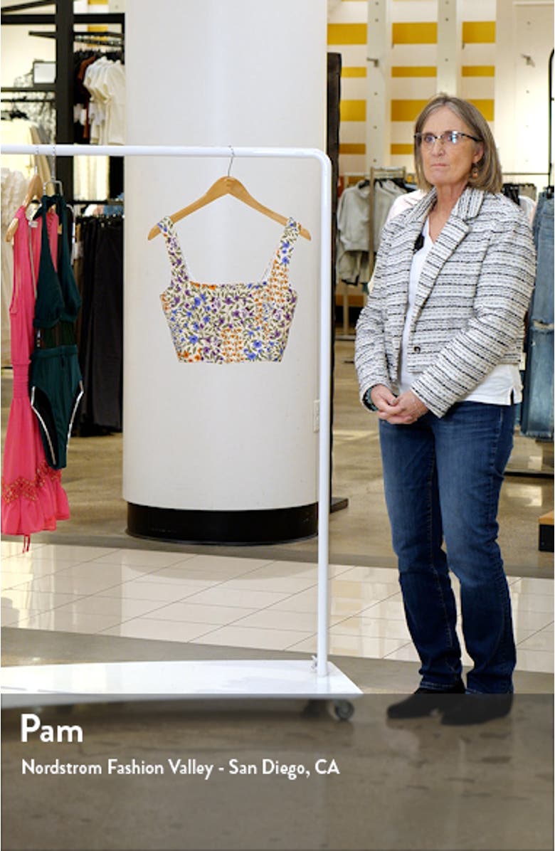 Kosia Floral Beaded Cotton Crop Cover-Up Top, sales video thumbnail