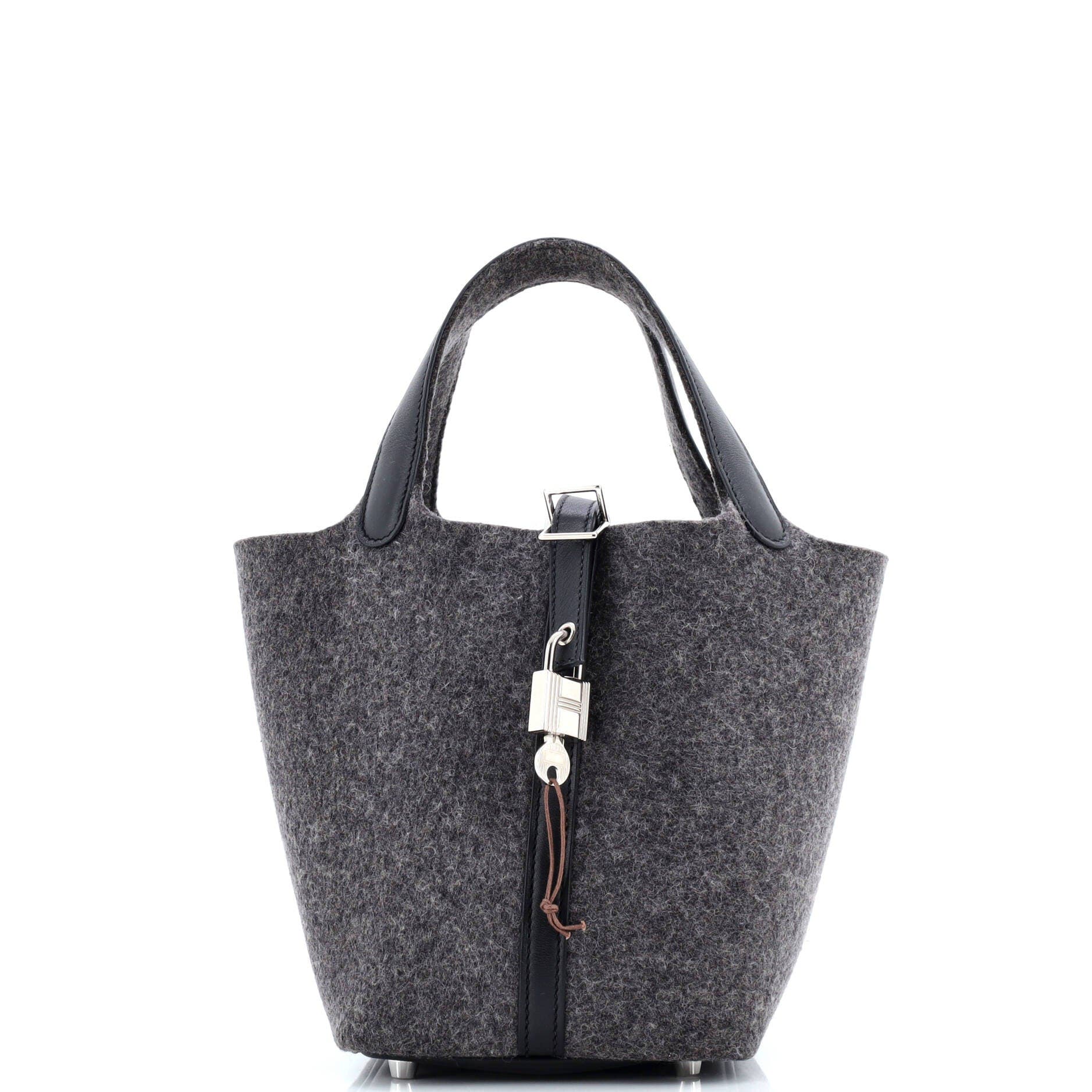 Picotin Lock Bag Felt with Leather PM, Main, color, Grey