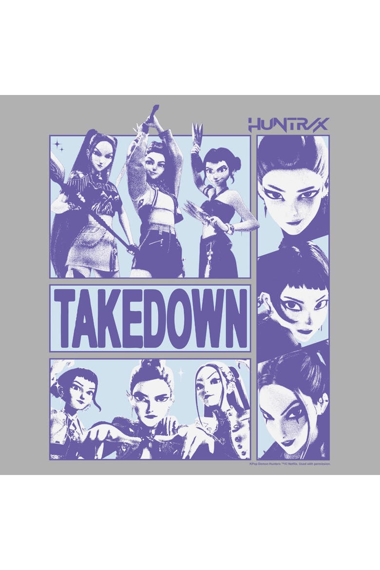 Boy's KPop Demon Hunters Takedown Huntrix Logo  Graphic T-Shirt, Alternate, color, Sport Grey