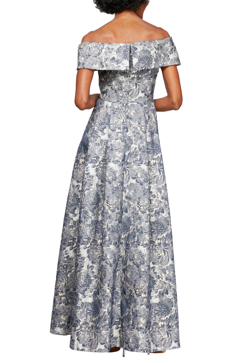 Alex Evenings Off the Shoulder Ballgown, Alternate, color, Silver Multi
