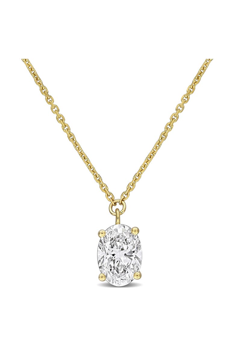 Lab Grown Diamond Oval Solitaire Necklace 14K, Main, color, Yellow Gold