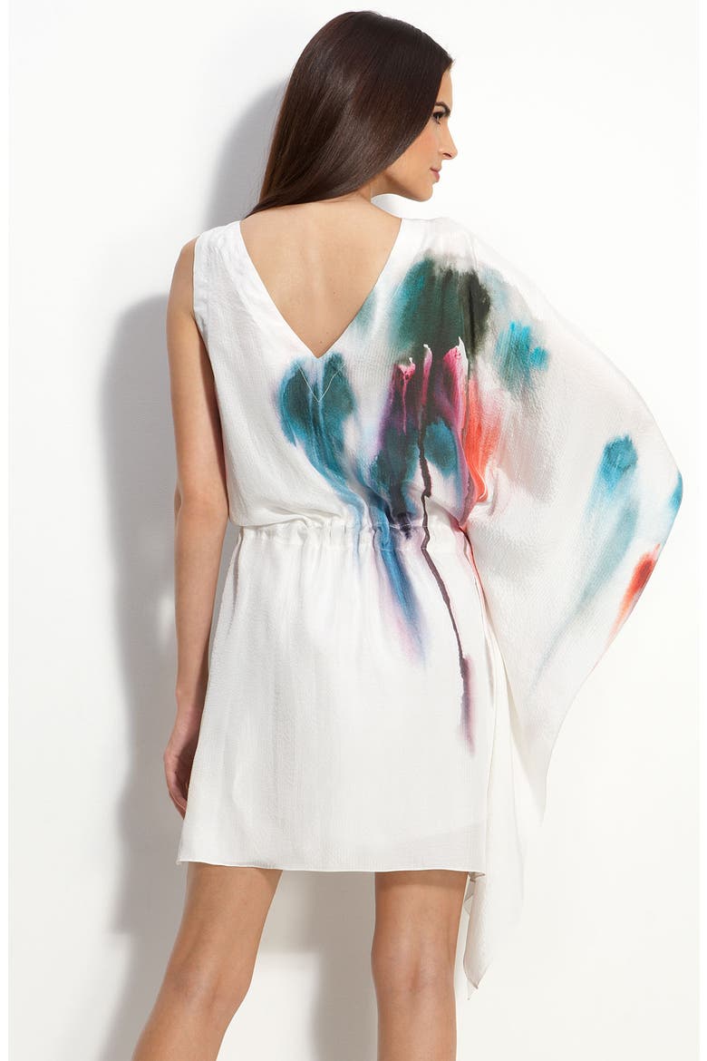 One Sleeve Hammered Silk Dress, Alternate, color, CORAL