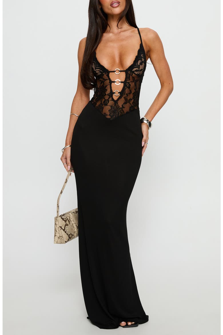 Totema Lace Gown, Main, color, BLACK