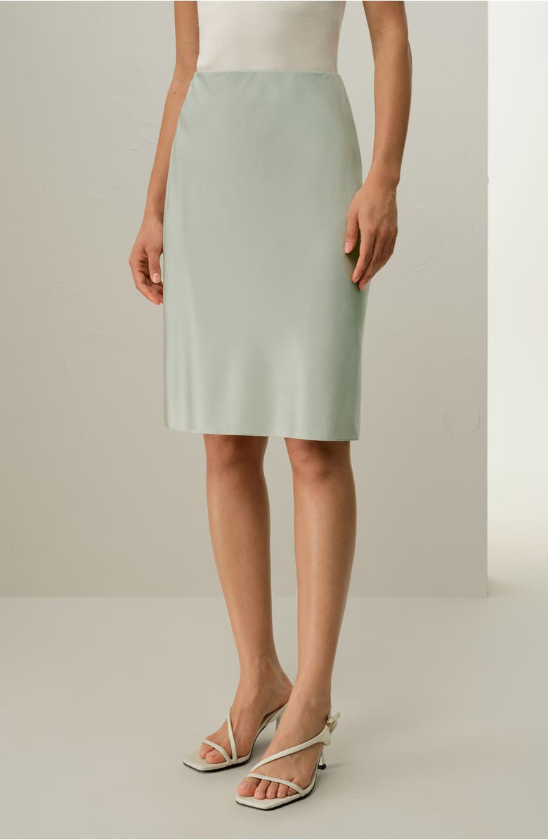 Lilysilk Women's Stretchy Charmeuse Silk Minimalist Skirt, Alternate, color, Silver Sage