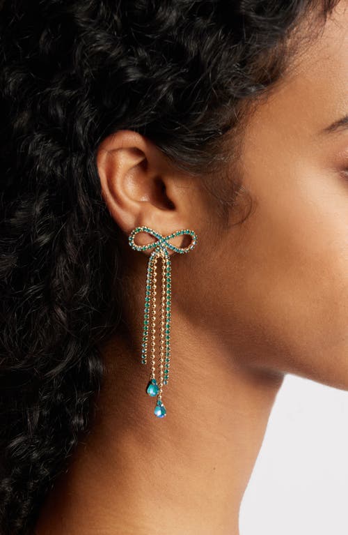 Open Edit Stone Crystal Bow Drop Earrings