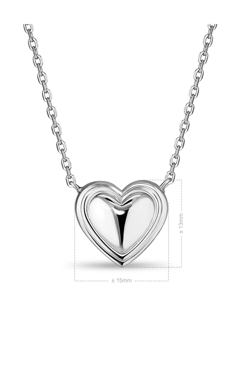 DEVATA Contour-lined Heart Necklace in Rhodium Plated Sterling Silver, Alternate, color, Silver