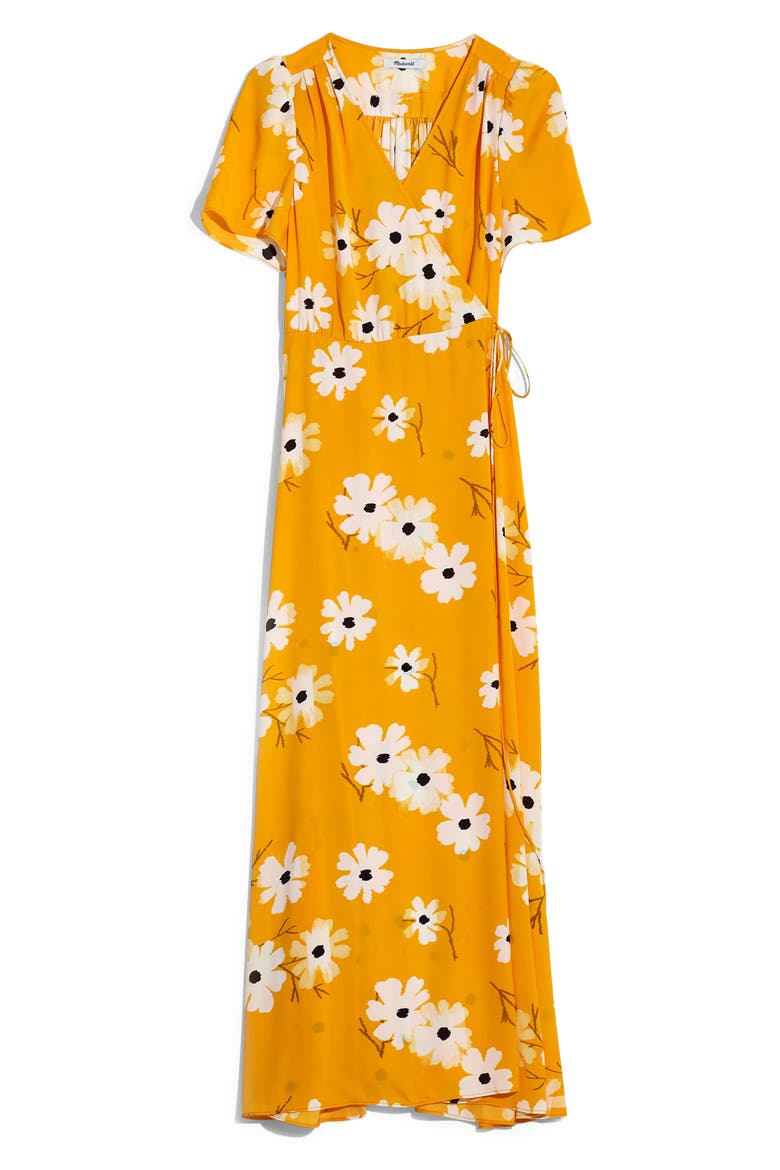 Ikat Floral Puff Sleeve Wrap Dress, Alternate, color, IKAT FLORAL GOLDEN LANTERN