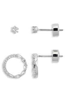 Nordstrom Set of Two Cubic Zirconia Stud & Hoop Earrings