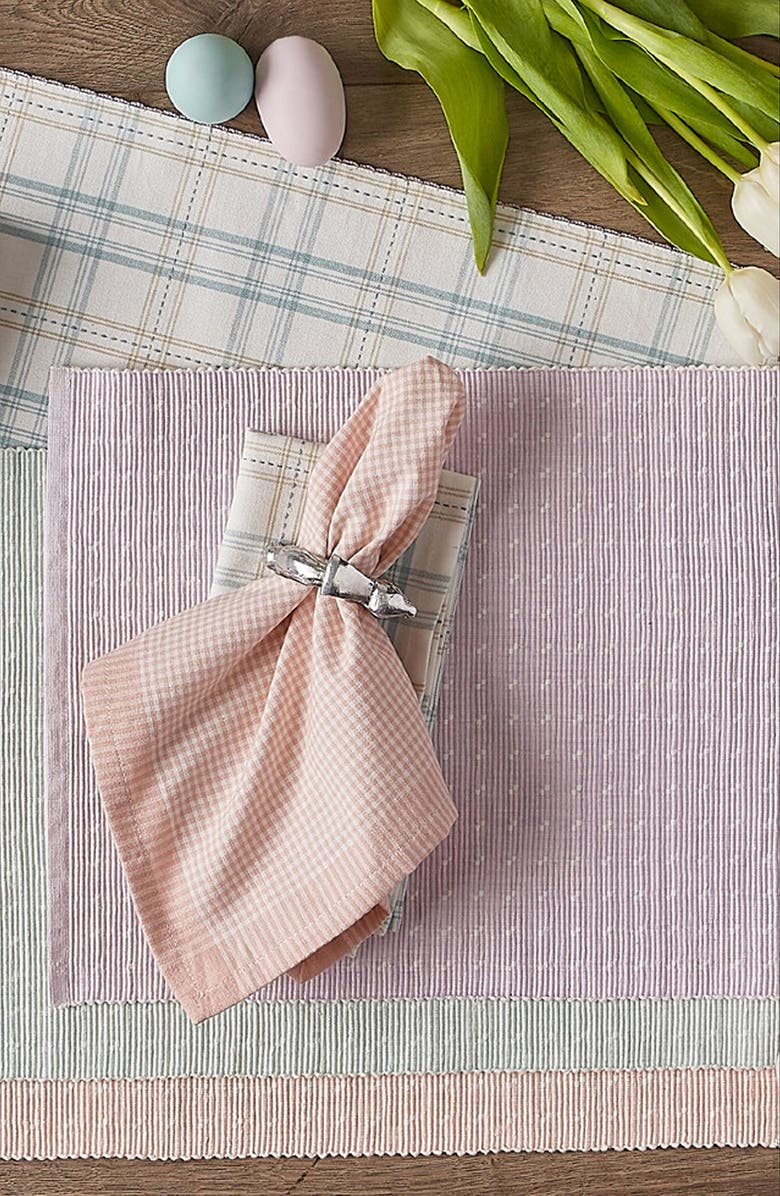 Design Imports Cottontail Garden Plaid Table Runner, Alternate, color, White