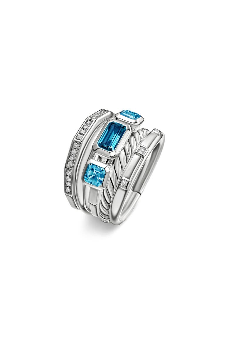Stax Wide Ring with Hampton Blue Topaz & Diamonds, Alternate, color, HAMPTON BLUE TOPAZ