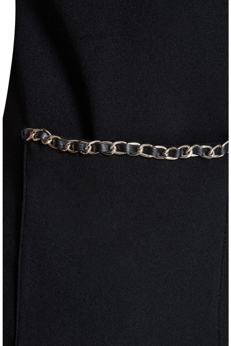 Chain Embellished Scuba Crepe Sheath Dress, Alternate, color, BLACK